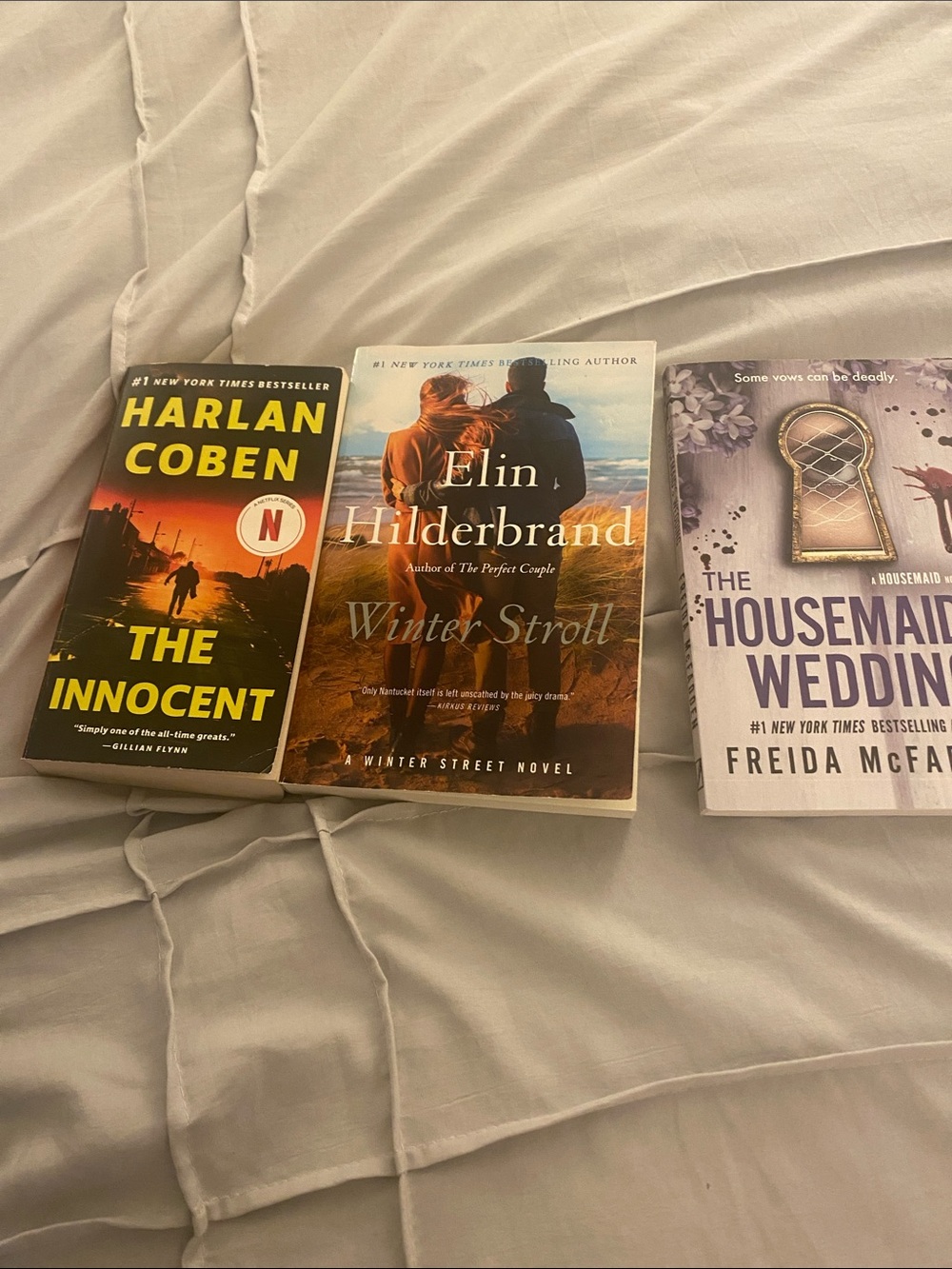 Elin Hilderbrand, Freida McFadden and Harlan Coben books